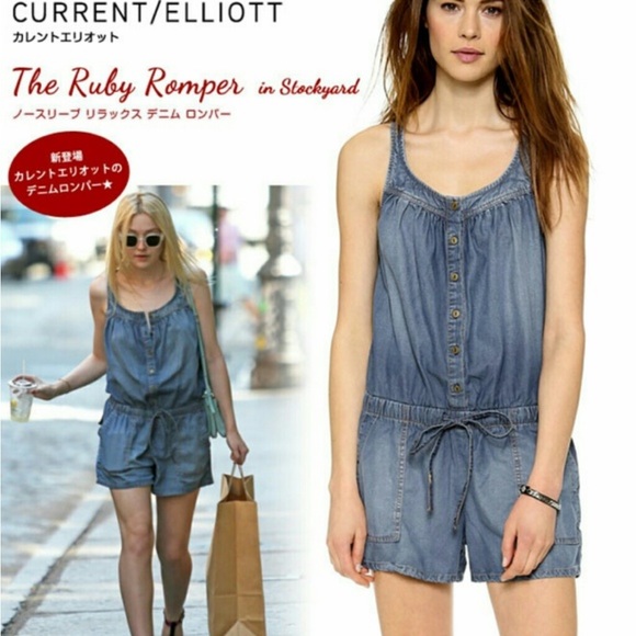 Current/Elliot Jean Denim Ruby Romper size 1 - Picture 1 of 16